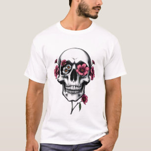 Schedel en Bloemen: Eeuwige Bloei T-shirt