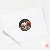 Schedel en bloemen Halloween Dank u Stickers (Envelop)