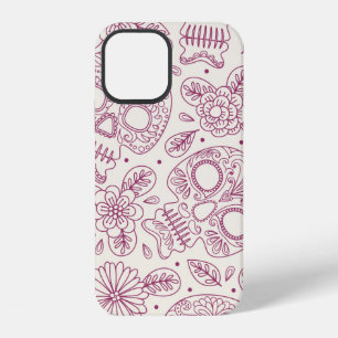 Schedel en Bloemen. Naadloze Achtergrond. Mexicaan iPhone 12 Hoesje