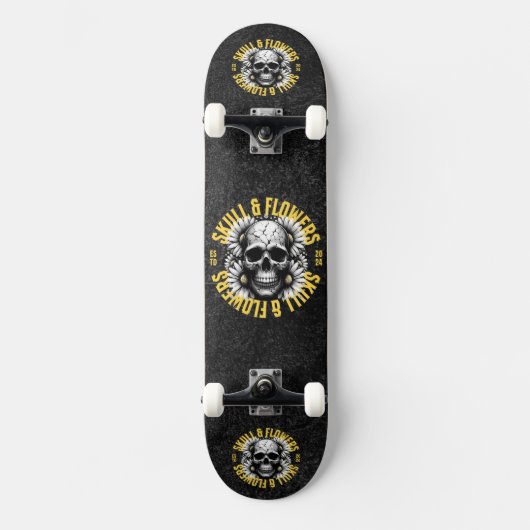 Schedel en bloemen Skateboard (Voorkant)