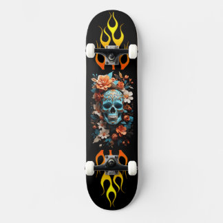 Schedel en Bloemen, Vuur, Snelheid, Skateboard