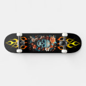 Schedel en Bloemen, Vuur, Snelheid, Skateboard (Horizontaal)