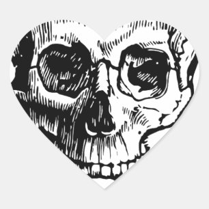 Schedel en Bot Hart Sticker