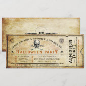 schedel en Botten Halloween Party Ticket Kaart (Voorkant / Achterkant)
