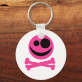 Schedel en Botten. Hot Pink en Black. Sleutelhanger (Voorkant)