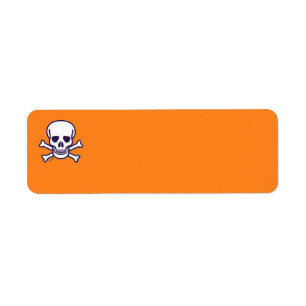 Schedel en botten oranje retouradreslabels etiket