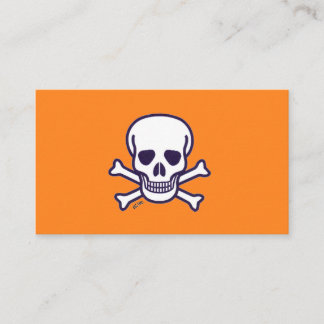 Schedel en botten oranje standaard visitekaartje