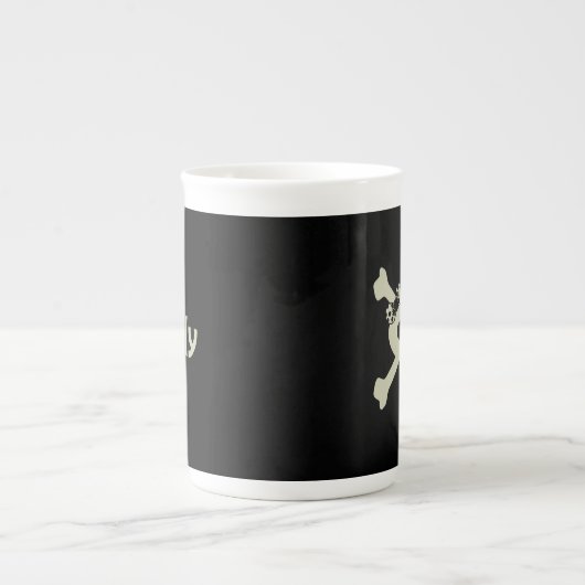 Schedel en Crossbones Meisje Pirate Bone China Mok (Voorkant)