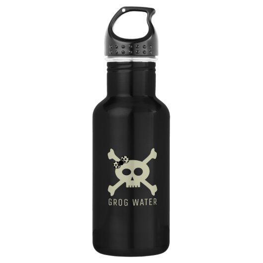 Schedel en Crossbones Meisje Pirate Flag Water Fle Waterfles (Voorkant)