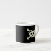 Schedel en Crossbones Meisje Pirate Naam Zwart Gra Espresso Kop (Voorkant rechts)