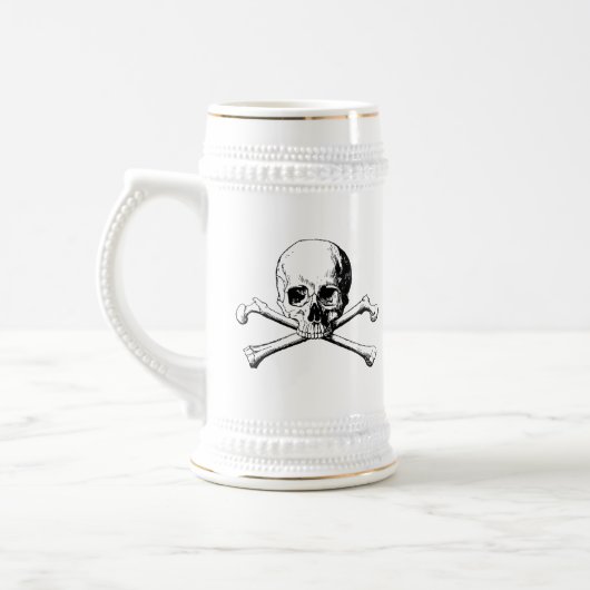 Schedel en Crossbones Pirate Jolly Roger Bierpul (Links)