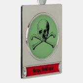 Schedel en Crossbones Pirate Jolly Roger Verzilverd Banner Ornament (Rechts)
