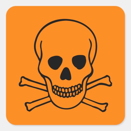 Schedel en gekruiste beenderen gevaar vierkante sticker (Voorkant)