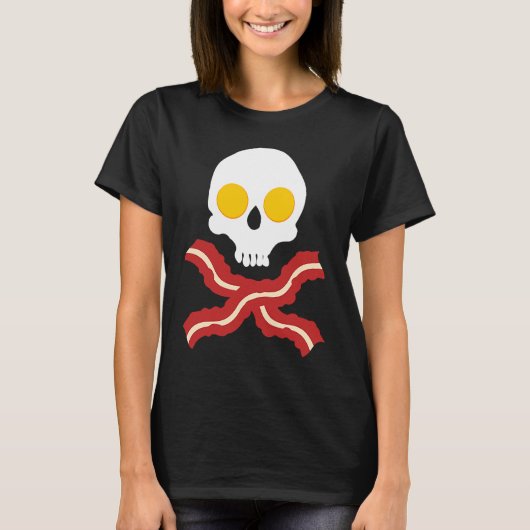 Schedel en gekruiste Botten Bacon n Eggs T-shirt (Voorkant)