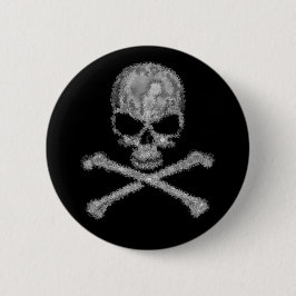 Schedel en gekruiste botten knop ronde button 5,7 cm
