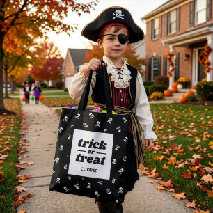 Schedel en gekruiste botten met monogram Trick or Draagtas