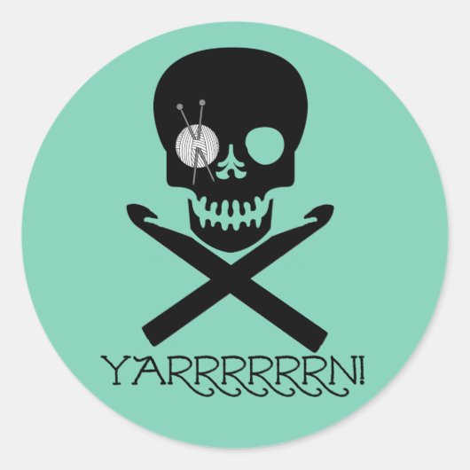 schedel en haken ronde sticker (Voorkant)