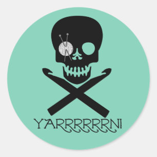 schedel en haken ronde sticker