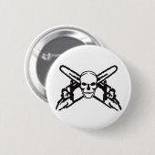schedel en kettingzagen ronde button 5,7 cm (Voorkant /achterkant)