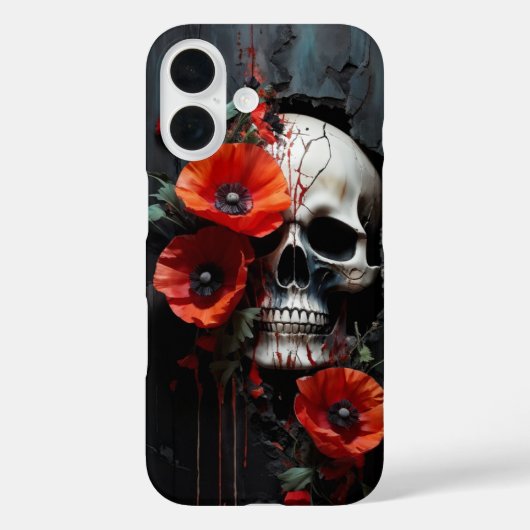 Schedel en klaprozen Case-Mate iPhone case (Achterkant)