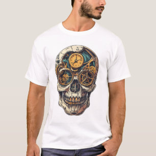Schedel en Klok Tijdopnemer T-shirt