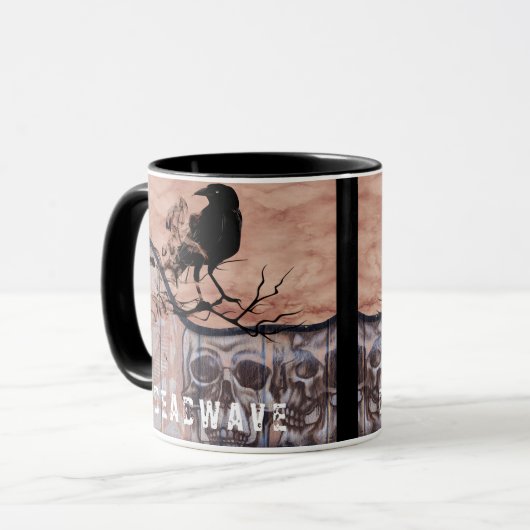 Schedel en kraai Horror gepersonaliseerd Mok (Voorkant links)