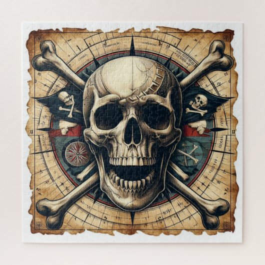 Schedel en kruis Botten zeilschip 2 Legpuzzel (Verticaal)