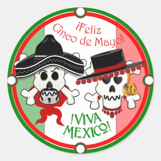 Schedel en Kruisbeenderen Cinco de Mayo sticker (Voorkant)