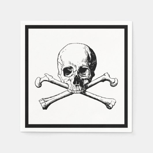 Schedel en Kruisbeenderen Jolly Roger Cocktail Servet (Voorkant)