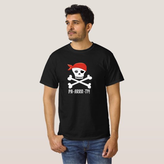 Schedel en Kruisbeenderen Pirate Pa-arrr-ty! T-shirt (Voorkant volledig)
