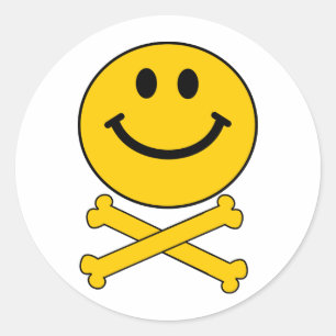 schedel en kruisbeenderen ronde sticker