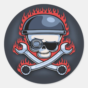 schedel en kruisdraden ronde sticker