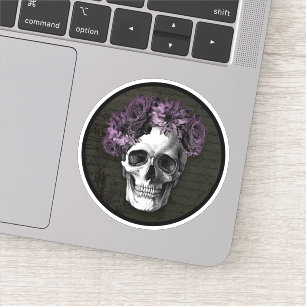 Schedel en Paarse Rozen ronde stickers