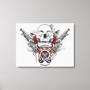 Schedel en Piraat Pistolen Vector Graphic Canvas Afdruk