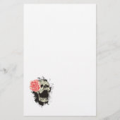Schedel en roos custom briefpapier (Voorkant)