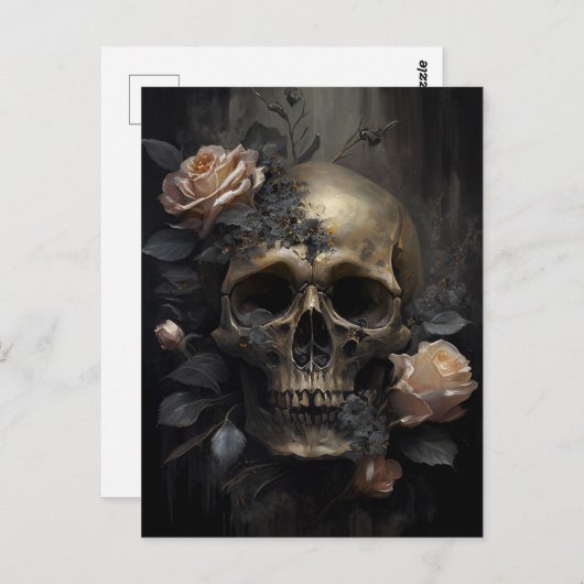 Schedel en Rozen Briefkaart (Voorkant / Achterkant)