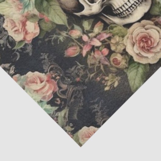 schedel en rozen decoupage papier (Detail)