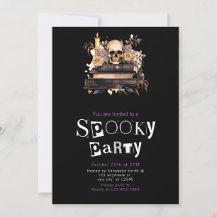Schedel en Rozen Griezelige Halloween-feest Kaart