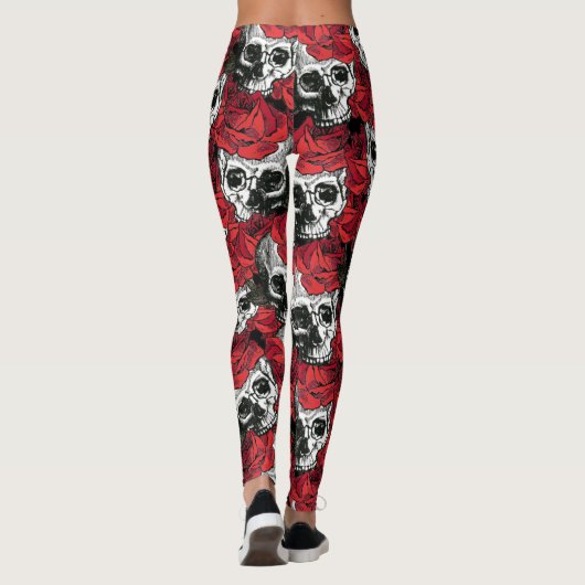 schedel en rozen leggings (Achterkant)