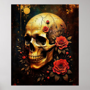 Schedel en Rozen Poster