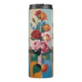 Schedel en Rozen Retro Color Block Thermosbeker (Achterkant)