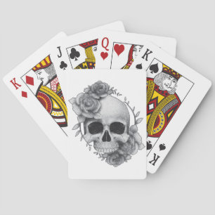 Schedel en Rozen Schets Pokerkaarten