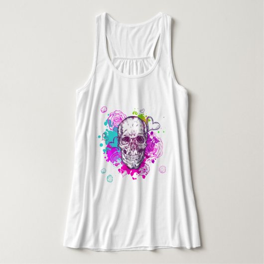 Schedel en Rozen Tanktop (Design voorkant)