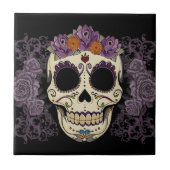 schedel en Rozen Tile Tegeltje (Voorkant)