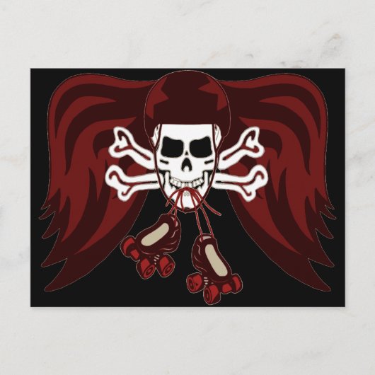 schedel en schaatsen briefkaart (Voorkant)