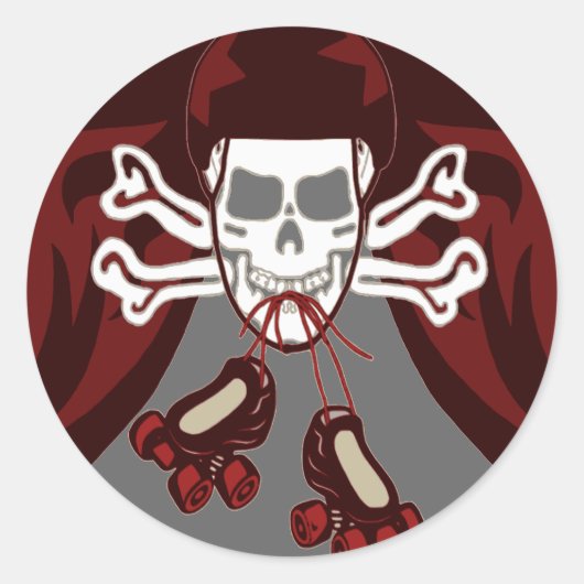 Schedel en schaatsen sticker (Voorkant)