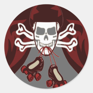 schedel en schaatsen sticker