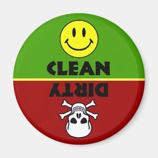 Schedel en Similie Clean Vuile Vaatwasser Magneet (Voorkant)