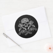 schedel en sterren met Rozen en doorgesneden Pisto Ronde Sticker (Envelop)