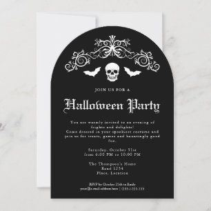 Schedel en vleermuizen Spooky Gothic Halloween Par Kaart